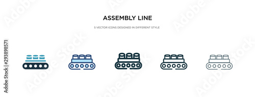 assembly line icon in different style vector illustration. two colored and black assembly line vector icons designed in filled, outline, line and stroke style can be used for web, mobile, ui