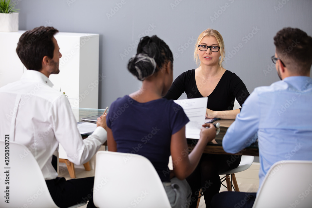 Obraz premium Female Candidate Attending Interview At Office