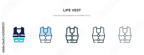 life vest icon in different style vector illustration. two colored and black life vest vector icons designed in filled, outline, line and stroke style can be used for web, mobile, ui