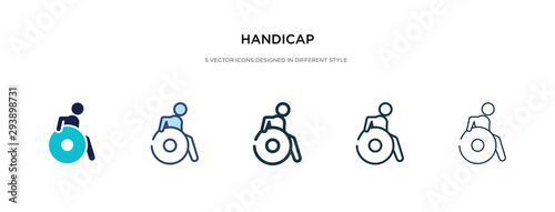 Vászonkép handicap icon in different style vector illustration