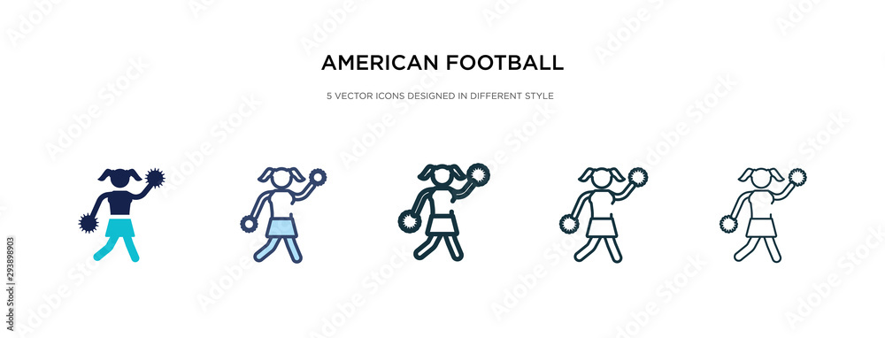 american football cheerleader jump icon in different style vector illustration. two colored and black american football cheerleader jump vector icons designed in filled, outline, line and stroke american football cheerleader jump icon in different style vector illustration. two colored and black american football cheerleader jump vector icons designed in filled, outline, line and stroke
