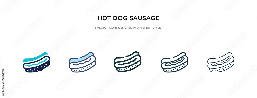 hot dog sausage in bread icon in different style vector illustration. two colored and black hot dog sausage in bread vector icons designed filled, outline, line and stroke style can be used for web, hot dog sausage in bread icon in different style vector illustration. two colored and black hot dog sausage in bread vector icons designed filled, outline, line and stroke style can be used for web,
