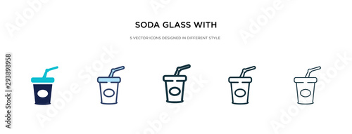soda glass with a straw icon in different style vector illustration. two colored and black soda glass with a straw vector icons designed in filled, outline, line and stroke style can be used for