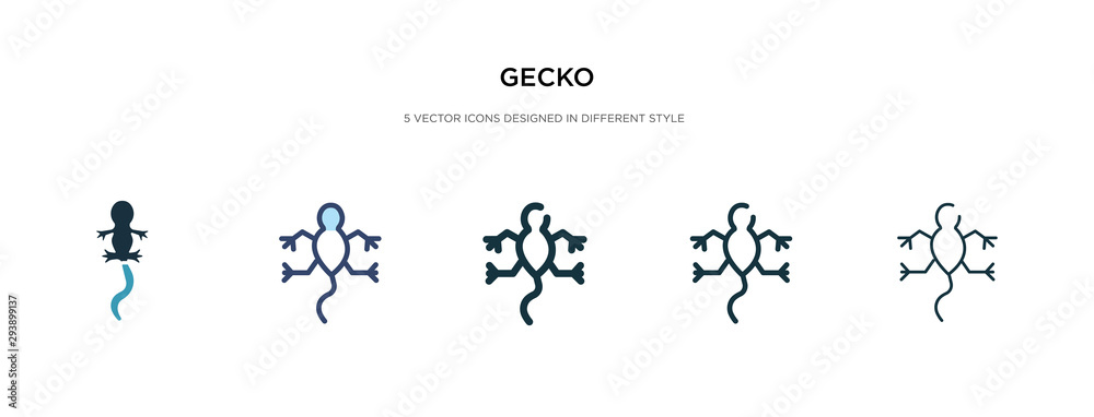 gecko icon in different style vector illustration. two colored and black gecko vector icons designed in filled, outline, line and stroke style can be used for web, mobile, ui gecko icon in different style vector illustration. two colored and black gecko vector icons designed in filled, outline, line and stroke style can be used for web, mobile, ui