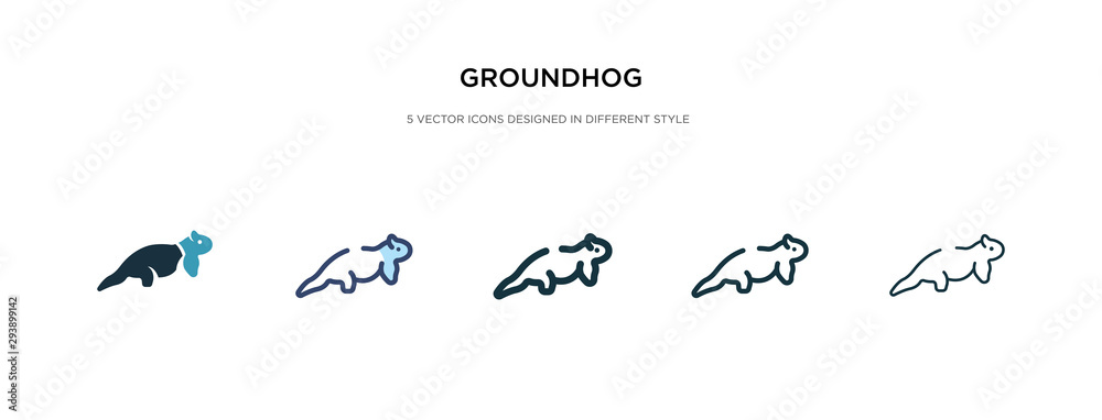 groundhog icon in different style vector illustration. two colored and black groundhog vector icons designed in filled, outline, line and stroke style can be used for web, mobile, ui