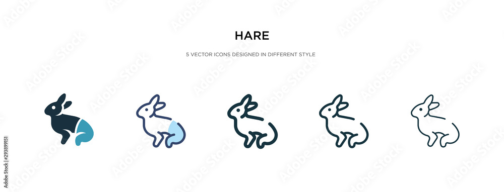 hare icon in different style vector illustration. two colored and black hare vector icons designed in filled, outline, line and stroke style can be used for web, mobile, ui