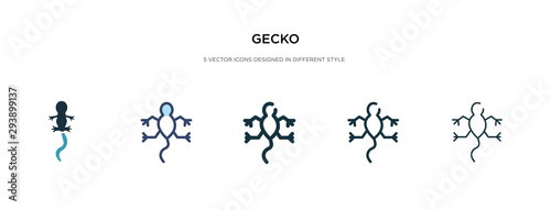gecko icon in different style vector illustration. two colored and black gecko vector icons designed in filled  outline  line and stroke style can be used for web  mobile  ui
