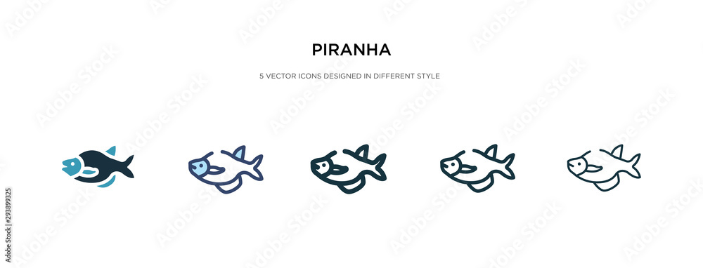 piranha icon in different style vector illustration. two colored and black piranha vector icons designed in filled, outline, line and stroke style can be used for web, mobile, ui piranha icon in different style vector illustration. two colored and black piranha vector icons designed in filled, outline, line and stroke style can be used for web, mobile, ui
