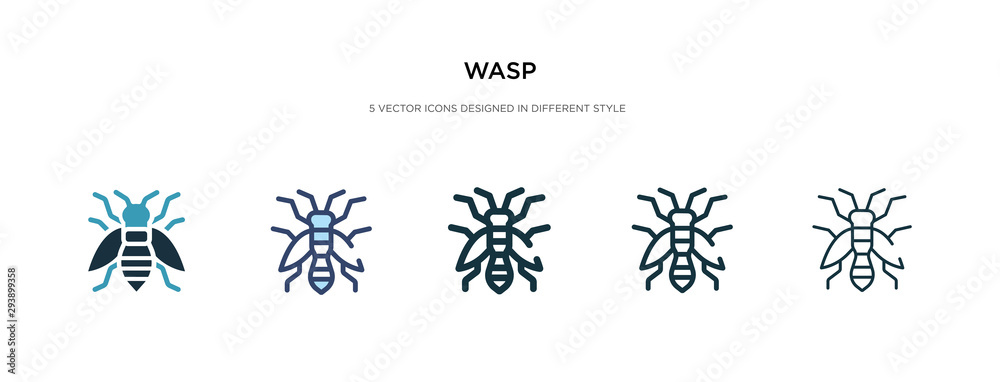 wasp icon in different style vector illustration. two colored and black wasp vector icons designed in filled, outline, line and stroke style can be used for web, mobile, ui wasp icon in different style vector illustration. two colored and black wasp vector icons designed in filled, outline, line and stroke style can be used for web, mobile, ui