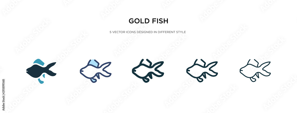 gold fish icon in different style vector illustration. two colored and black gold fish vector icons designed in filled, outline, line and stroke style can be used for web, mobile, ui gold fish icon in different style vector illustration. two colored and black gold fish vector icons designed in filled, outline, line and stroke style can be used for web, mobile, ui
