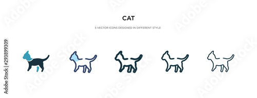 cat icon in different style vector illustration. two colored and black cat vector icons designed in filled  outline  line and stroke style can be used for web  mobile  ui