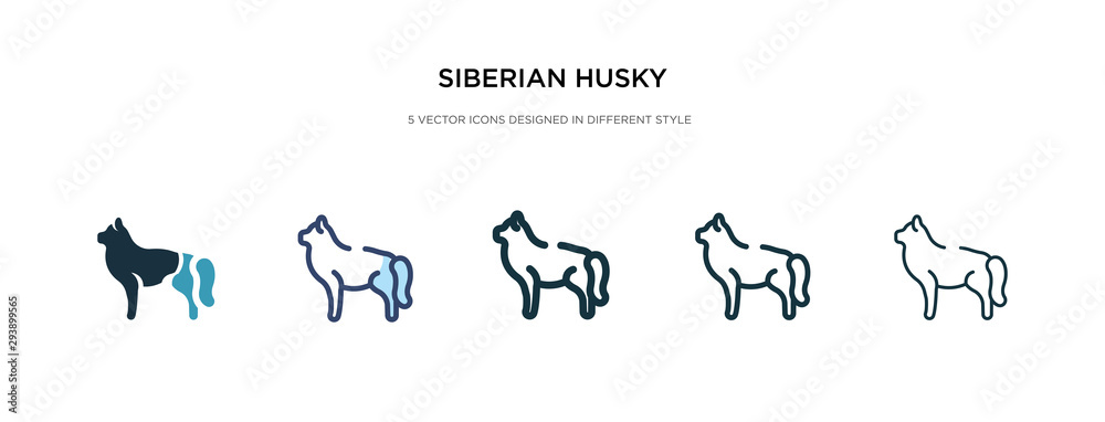 siberian husky icon in different style vector illustration. two colored and black siberian husky vector icons designed in filled, outline, line and stroke style can be used for web, mobile, ui siberian husky icon in different style vector illustration. two colored and black siberian husky vector icons designed in filled, outline, line and stroke style can be used for web, mobile, ui