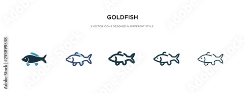 goldfish icon in different style vector illustration. two colored and black goldfish vector icons designed in filled  outline  line and stroke style can be used for web  mobile  ui