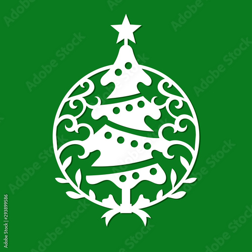 Christmas tree template for Laser and plotter cutting. Christmas party invitations and decoration. Suitable for laser cutting, plotter cutting or printing