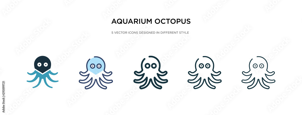 aquarium octopus icon in different style vector illustration. two colored and black aquarium octopus vector icons designed in filled, outline, line and stroke style can be used for web, mobile, ui