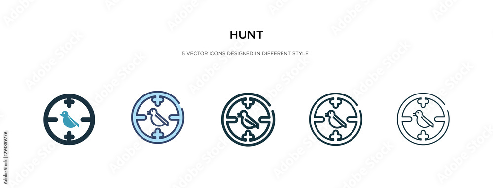 hunt icon in different style vector illustration. two colored and black hunt vector icons designed in filled, outline, line and stroke style can be used for web, mobile, ui hunt icon in different style vector illustration. two colored and black hunt vector icons designed in filled, outline, line and stroke style can be used for web, mobile, ui