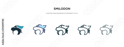 smilodon icon in different style vector illustration. two colored and black smilodon vector icons designed in filled, outline, line and stroke style can be used for web, mobile, ui