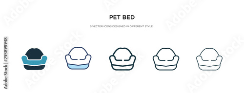 pet bed icon in different style vector illustration. two colored and black pet bed vector icons designed in filled, outline, line and stroke style can be used for web, mobile, ui
