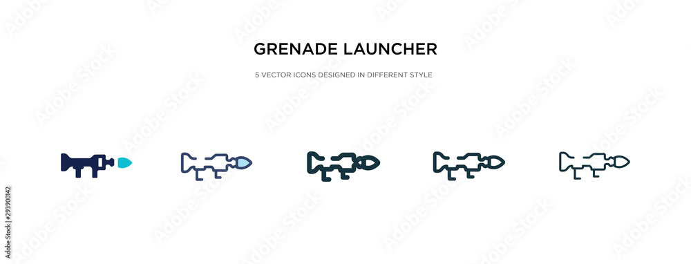 grenade launcher icon in different style vector illustration. two ...