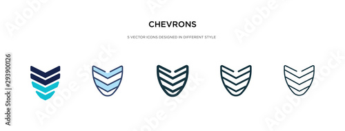 chevrons icon in different style vector illustration. two colored and black chevrons vector icons designed in filled, outline, line and stroke style can be used for web, mobile, ui