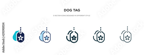 dog tag icon in different style vector illustration. two colored and black dog tag vector icons designed in filled, outline, line and stroke style can be used for web, mobile, ui photo