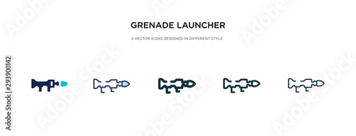 grenade launcher icon in different style vector illustration. two colored and black grenade launcher vector icons designed in filled, outline, line and stroke style can be used for web, mobile, ui