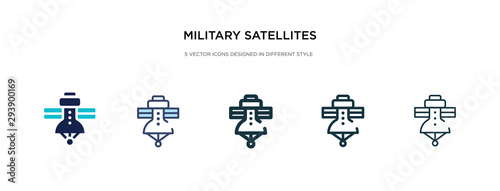 military satellites icon in different style vector illustration. two colored and black military satellites vector icons designed in filled, outline, line and stroke style can be used for web,