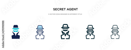 secret agent icon in different style vector illustration. two colored and black secret agent vector icons designed in filled, outline, line and stroke style can be used for web, mobile, ui