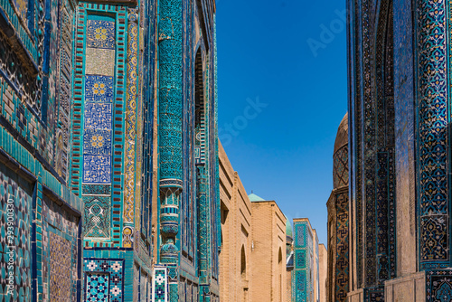 Tela Shah-i-Zinda, facades of the necropolis, Samarkand, Uzbekistan