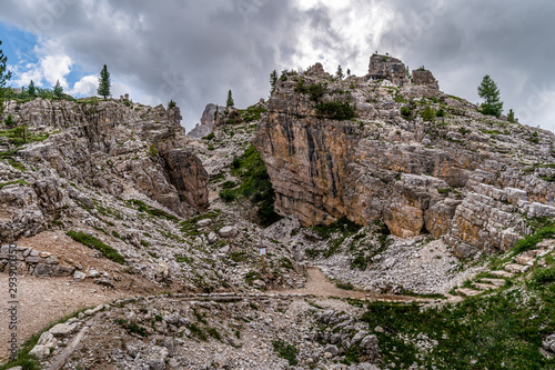 Road to the ruins at Dolomites mountain from the fiers world war in Italy alps. © Chavdar Lungov