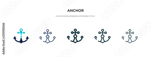 anchor icon in different style vector illustration. two colored and black anchor vector icons designed in filled, outline, line and stroke style can be used for web, mobile, ui