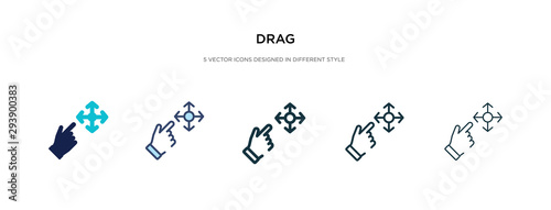drag icon in different style vector illustration. two colored and black drag vector icons designed in filled, outline, line and stroke style can be used for web, mobile, ui