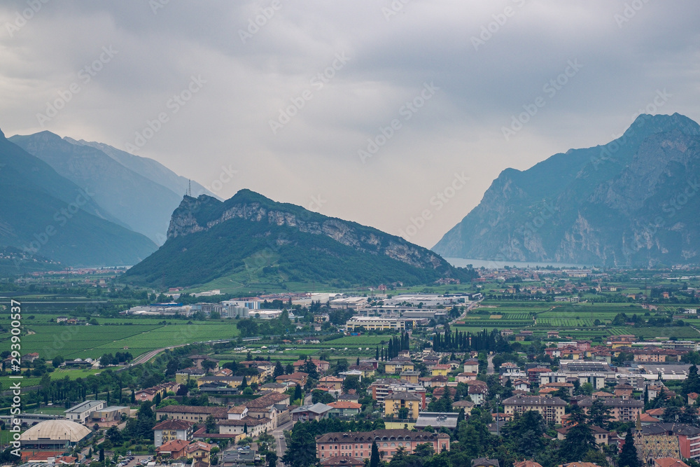 View of Arco, Trentino, Italy. Lago di Garda.
