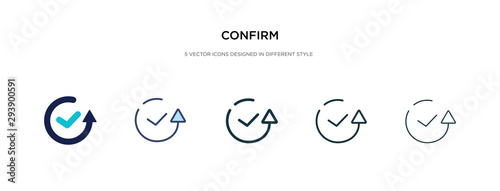 confirm icon in different style vector illustration. two colored and black confirm vector icons designed in filled, outline, line and stroke style can be used for web, mobile, ui photo