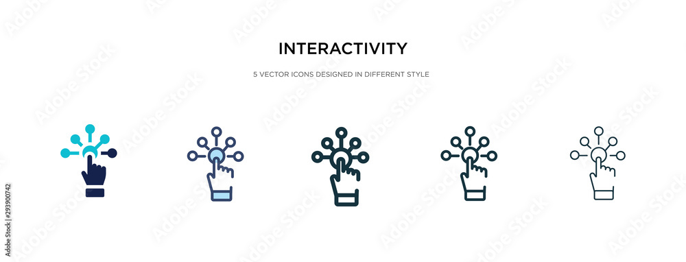 interactivity icon in different style vector illustration. two colored and black interactivity vector icons designed in filled, outline, line and stroke style can be used for web, mobile, ui interactivity icon in different style vector illustration. two colored and black interactivity vector icons designed in filled, outline, line and stroke style can be used for web, mobile, ui