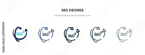 360 degree icon in different style vector illustration. two colored and black 360 degree vector icons designed in filled, outline, line and stroke style can be used for web, mobile, ui