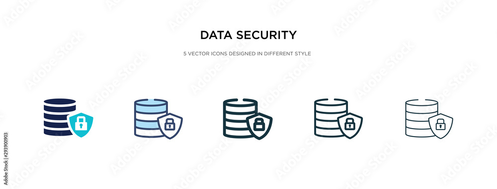 data security icon in different style vector illustration. two colored and black data security vector icons designed in filled, outline, line and stroke style can be used for web, mobile, ui