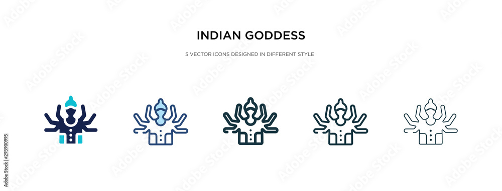 indian goddess icon in different style vector illustration. two colored and black indian goddess vector icons designed in filled, outline, line and stroke style can be used for web, mobile, ui