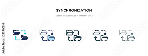 synchronization icon in different style vector illustration. two colored and black synchronization vector icons designed in filled, outline, line and stroke style can be used for web, mobile, ui
