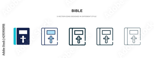 bible icon in different style vector illustration. two colored and black bible vector icons designed in filled, outline, line and stroke style can be used for web, mobile, ui