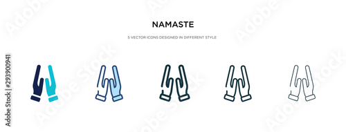 namaste icon in different style vector illustration. two colored and black namaste vector icons designed in filled  outline  line and stroke style can be used for web  mobile  ui