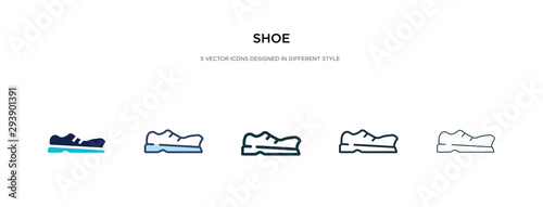 shoe icon in different style vector illustration. two colored and black shoe vector icons designed in filled, outline, line and stroke style can be used for web, mobile, ui