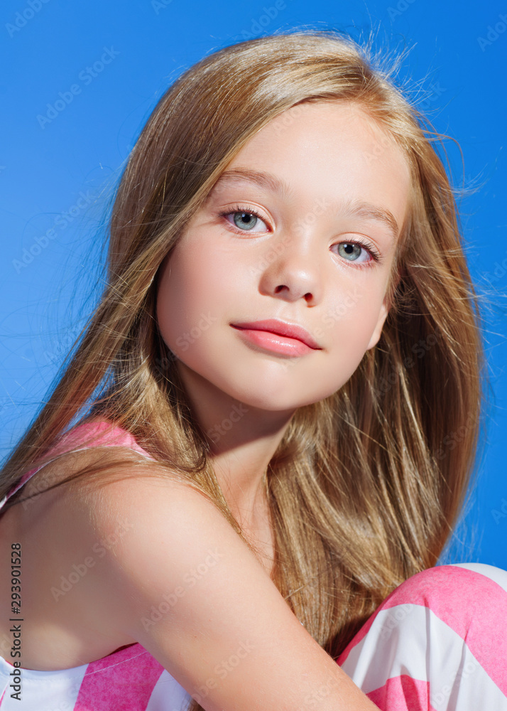 portrait of little model girl in studio portrait of little model girl in studio