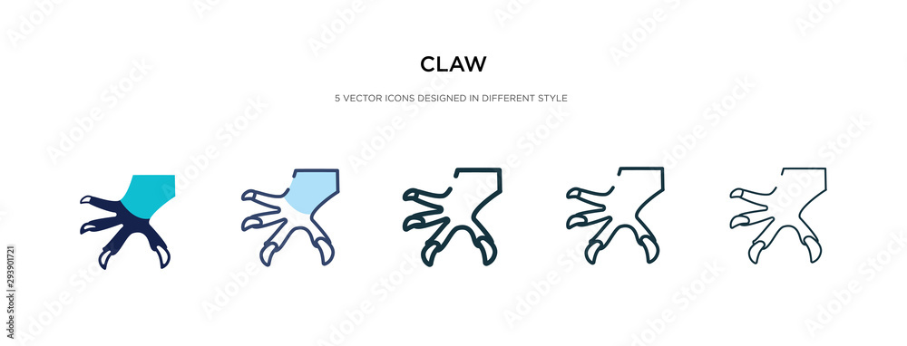 Fototapeta premium claw icon in different style vector illustration. two colored and black claw vector icons designed in filled, outline, line and stroke style can be used for web, mobile, ui