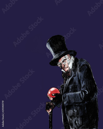 Schilderij op canvas MR. Scrooge - Eine Weihnachtsgeschichte - Illustration