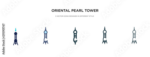 Canvas Print oriental pearl tower icon in different style vector illustration