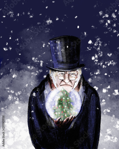 MR. Scrooge - Eine Weihnachtsgeschichte - Handgemalte Illustration photo