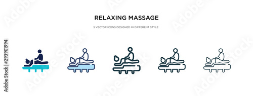 relaxing massage icon in different style vector illustration. two colored and black relaxing massage vector icons designed in filled, outline, line and stroke style can be used for web, mobile, ui