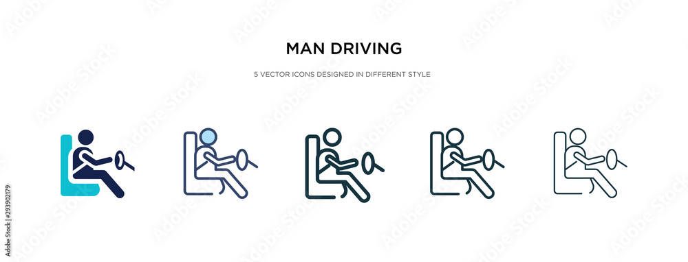 man driving icon in different style vector illustration. two colored ...