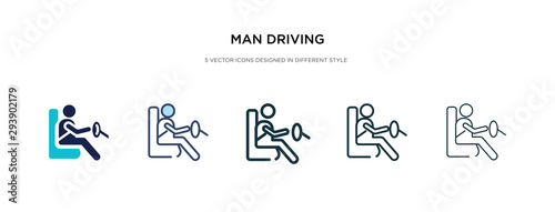 man driving icon in different style vector illustration. two colored and black man driving vector icons designed in filled, outline, line and stroke style can be used for web, mobile, ui